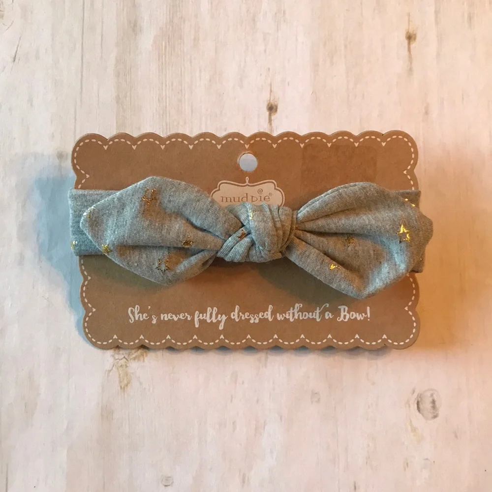 Mud Pie Grey Knot Bow Headband